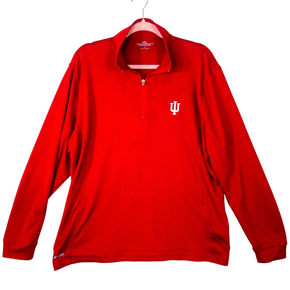 Vansport Indiana University Hoosiers Red Quarter Zip Pullover Mens Large IU NCAA